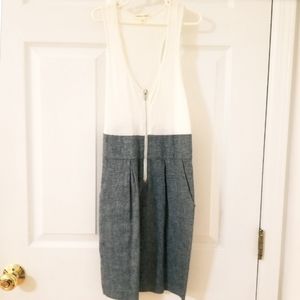 Silence + Noise Urban Outfitters White Grey Gray Mixed Media Sleeveless Dress